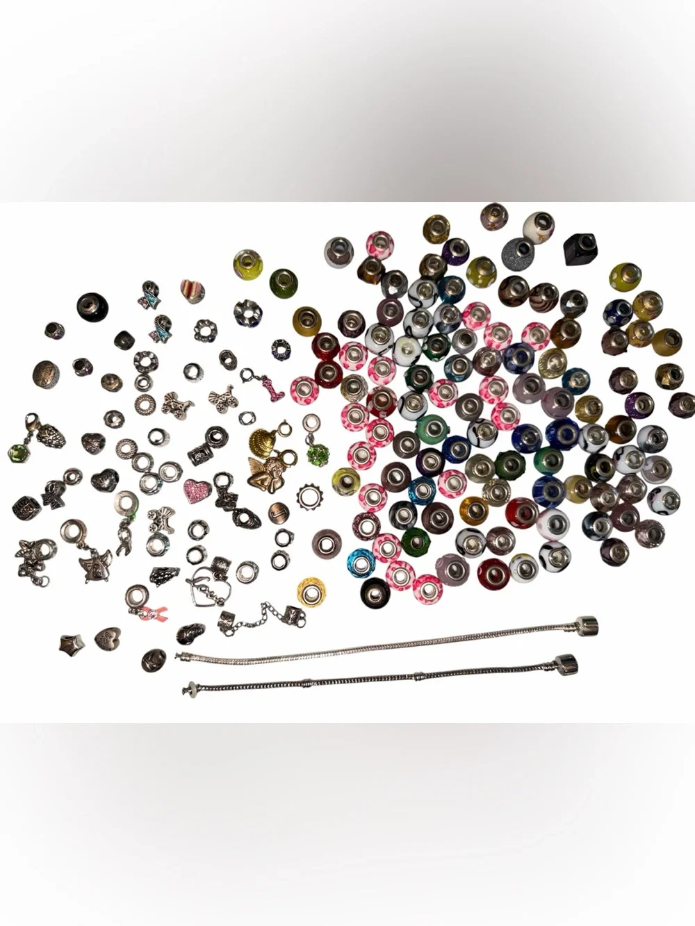 Mixed Charm Beads and Silver Chains